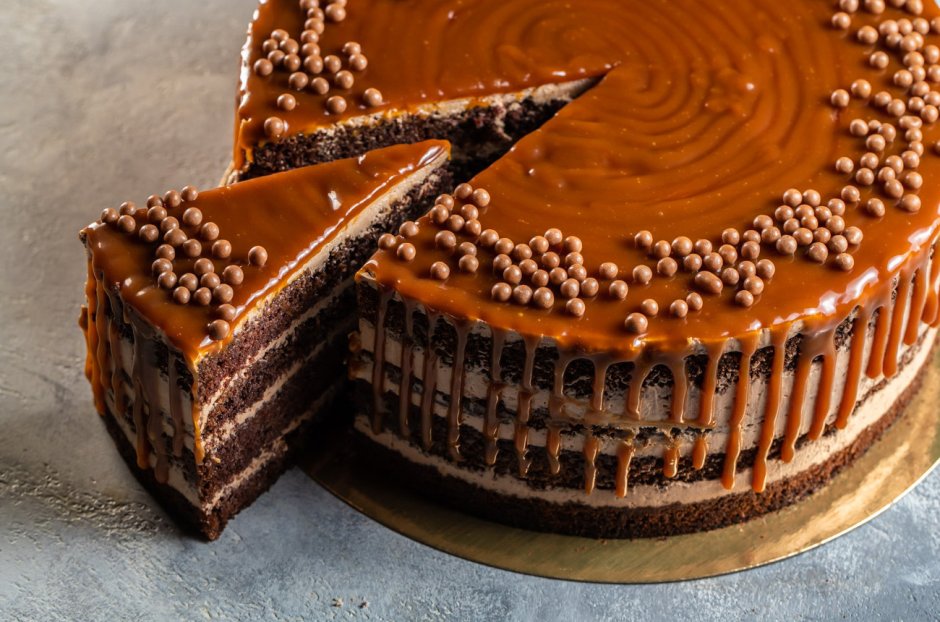 Декор шоколадно карамельного торта