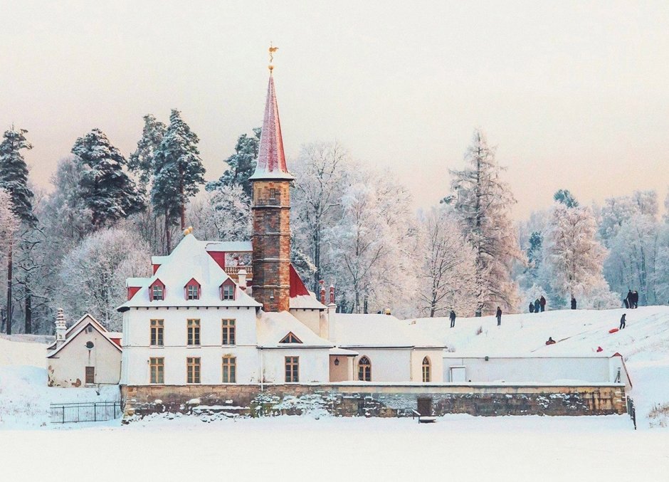 Приоратский дворец в Гатчине зимой