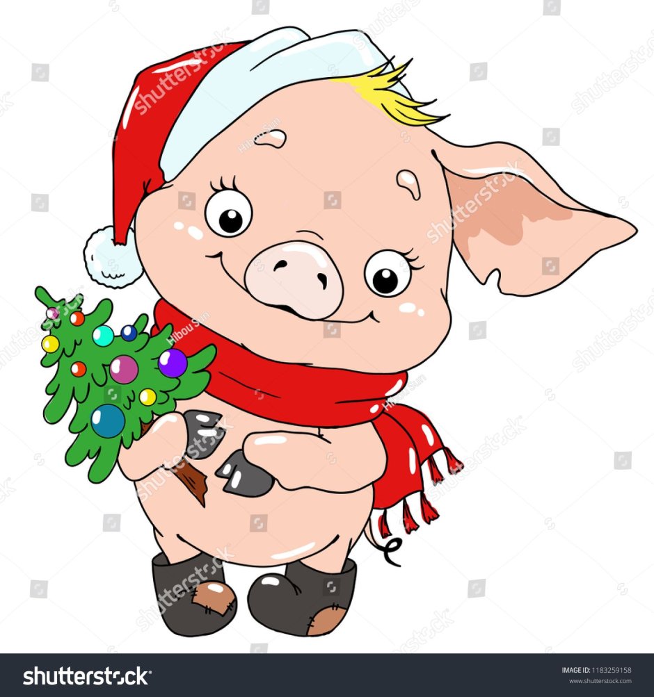 Новогодняя свинья в круге