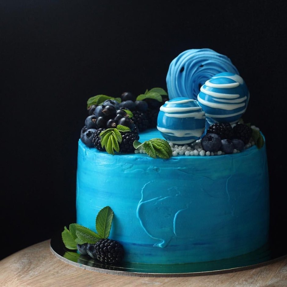 Торт необычный синий
