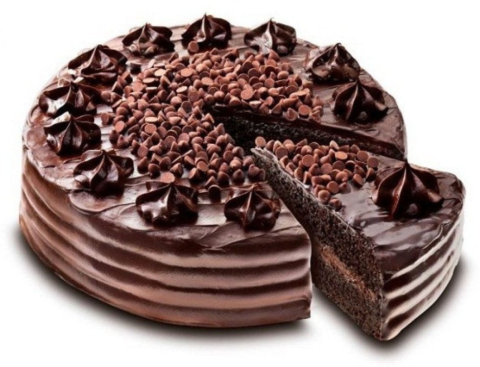 Разрезанный шоколадный торт