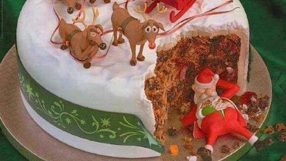 Торт с Санта Клаусом и оленями