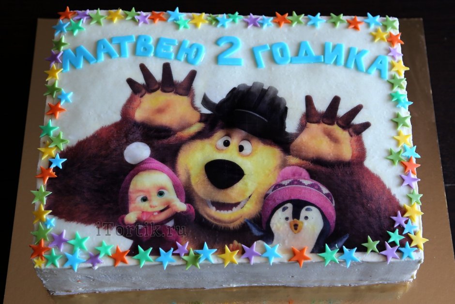 Тортик на 2 годика Маша и медведь