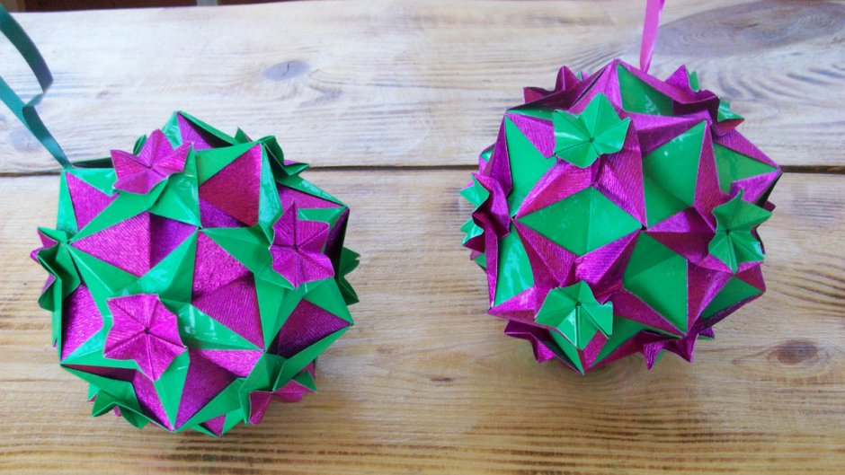 Оригами елочные шары