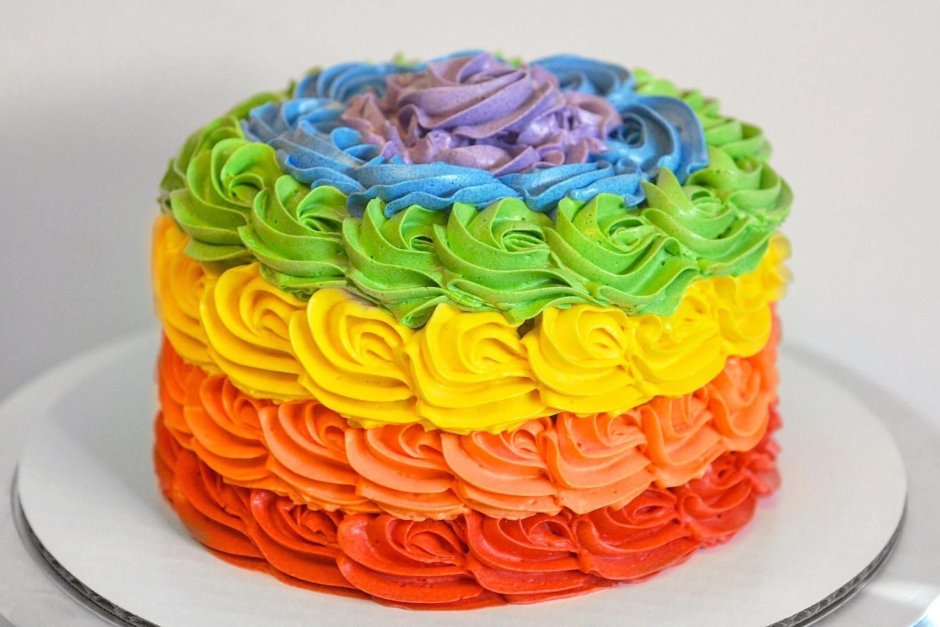Разноцветный бисквит для торта