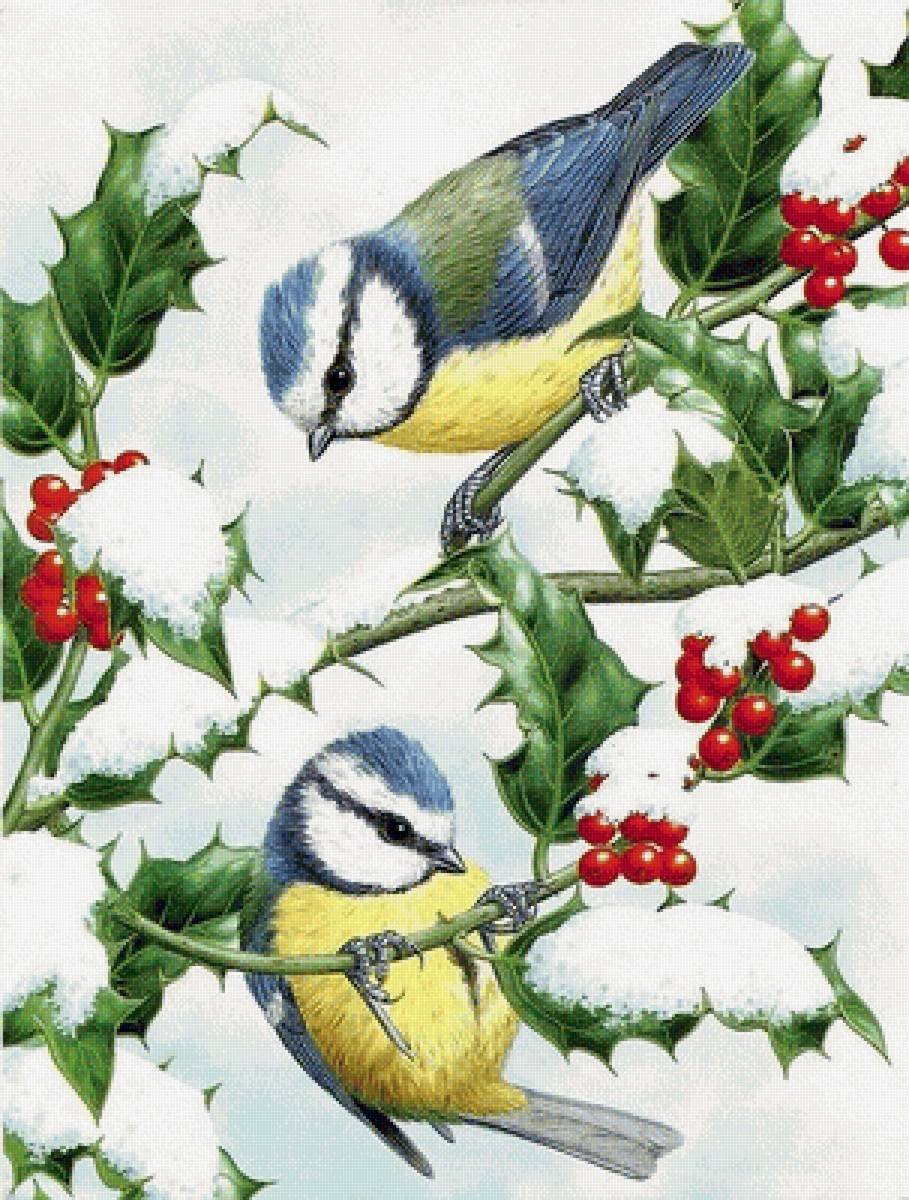 Картина зимующие птицы