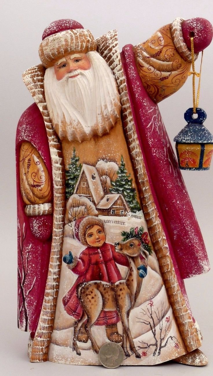 Дед Мороз роспись по дереву