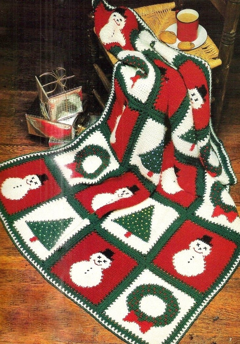 Вязаное одеяло новогоднее