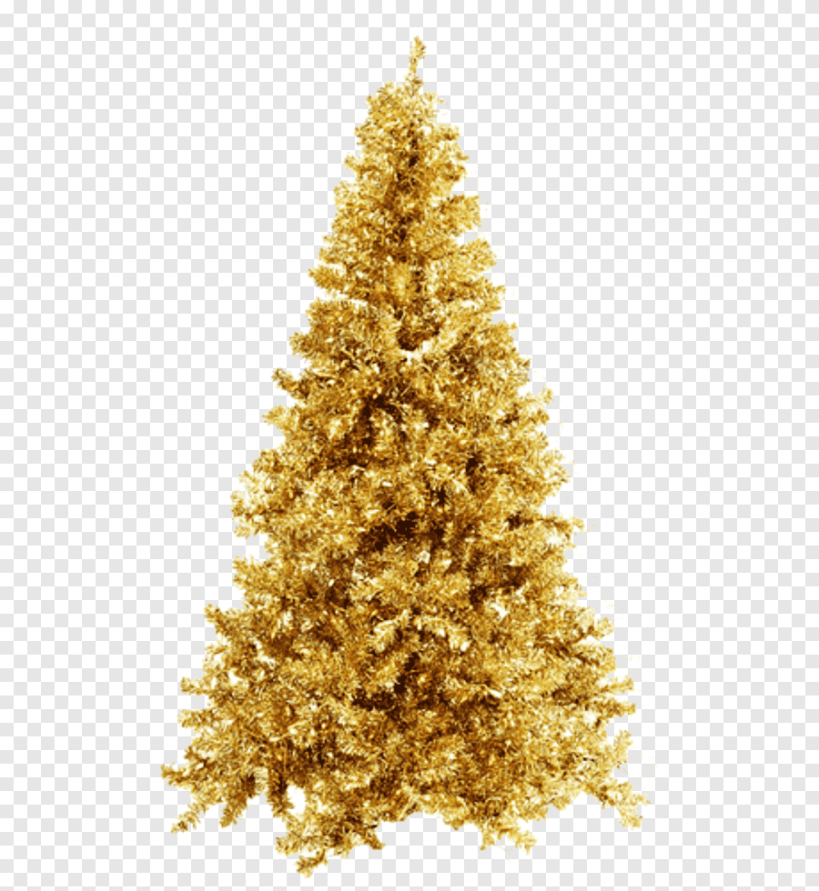 Золотистая елка на прозрачном фоне