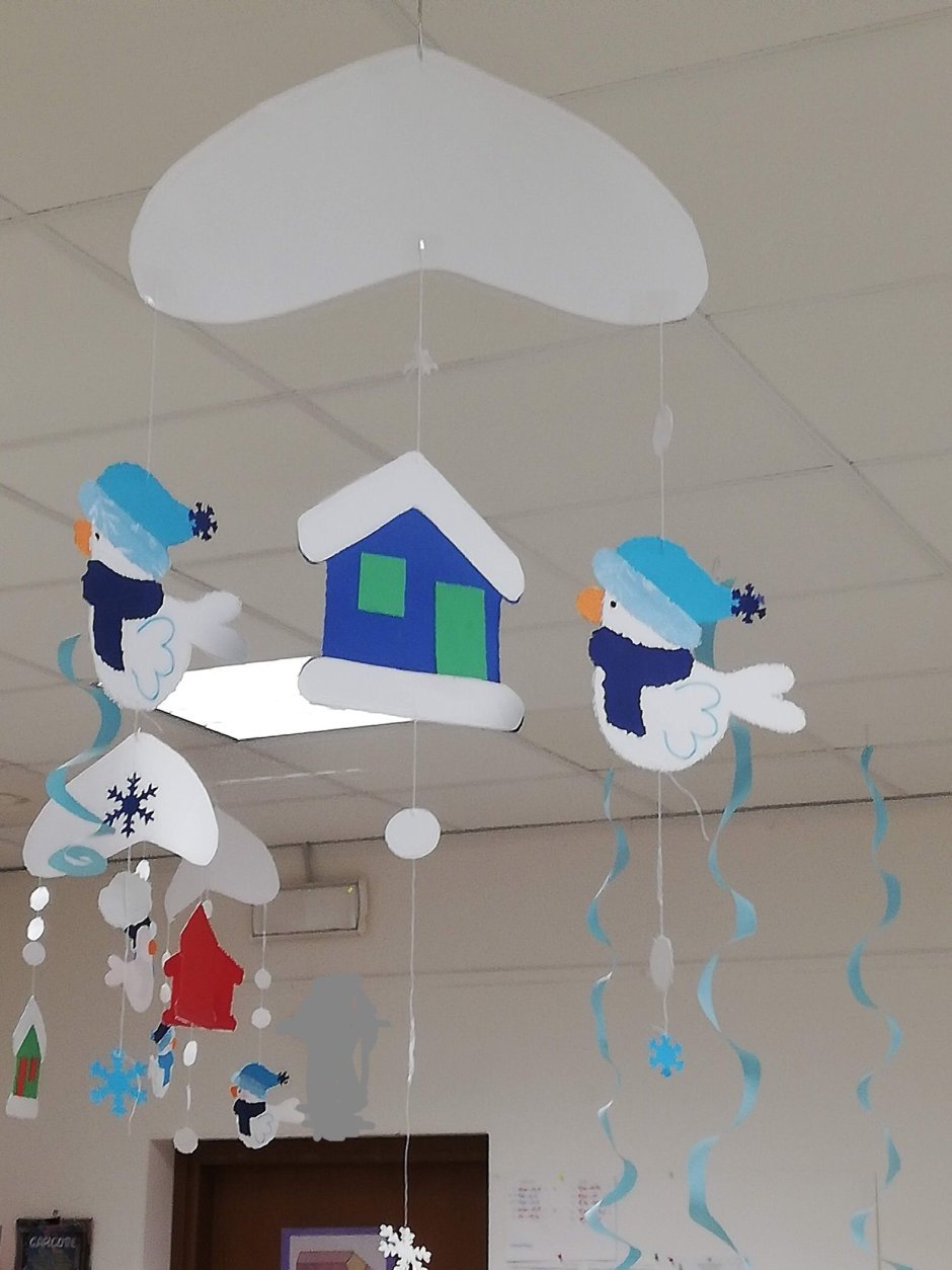 Зимнее украшение потолка в детском саду
