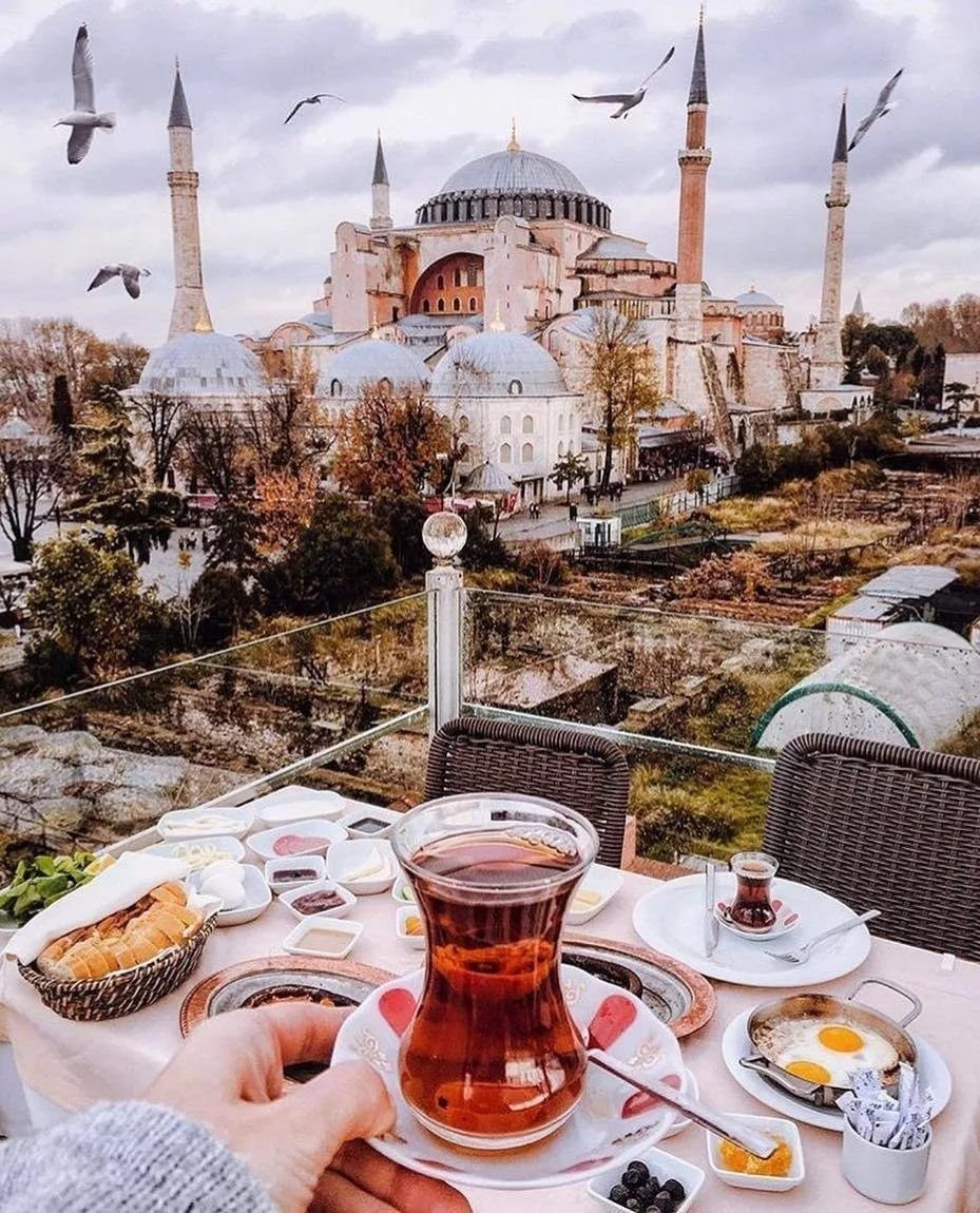 Стамбул, чай, Босфор, мечеть