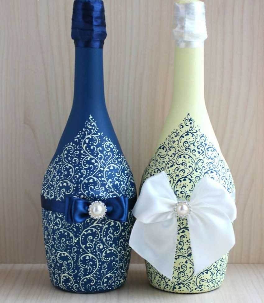 Декор свадебных бутылок