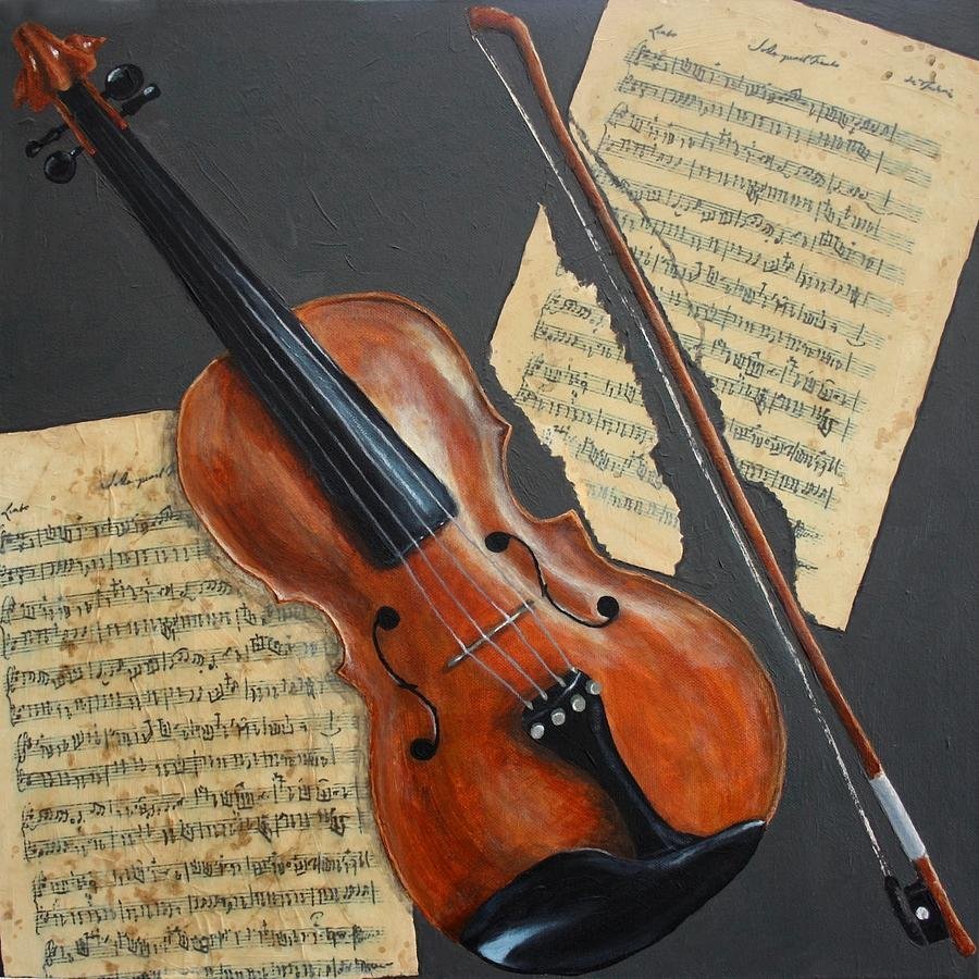 Скрипка живопись старинная