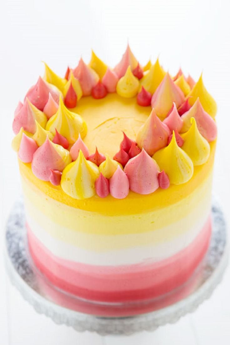 Декор торта желтый с розовым
