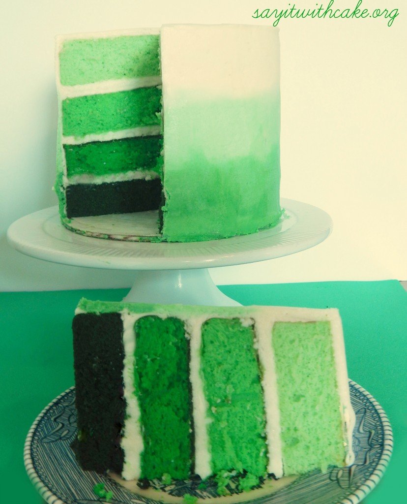 Торт омбре зеленый