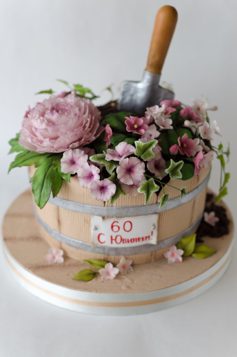 Торт цветочный горшок с цветами без мастики