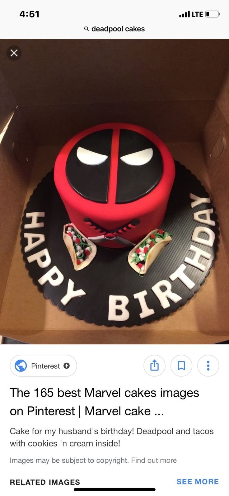 Торт Дэдпул на день рождения