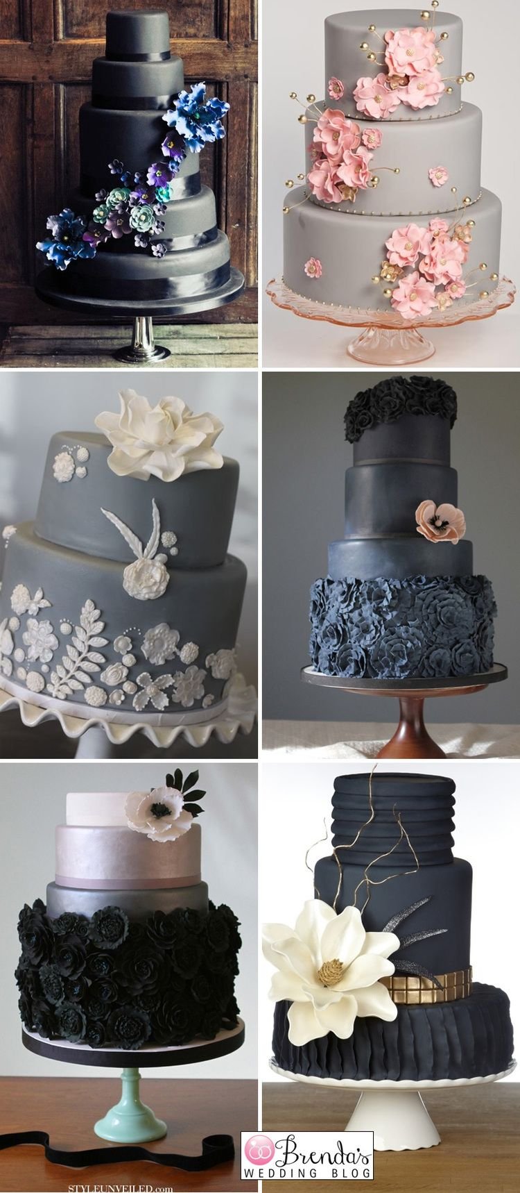 Свадебный торт в сером цвете