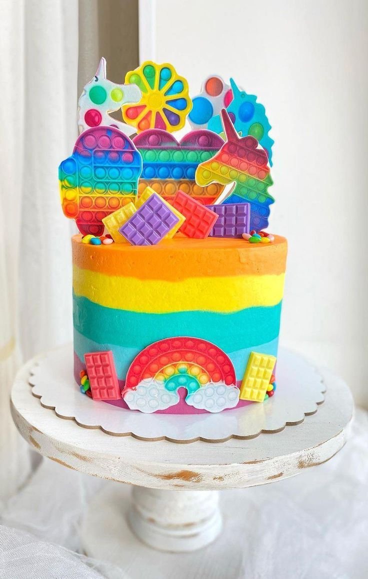 Радужный торт для девочки 8 лет