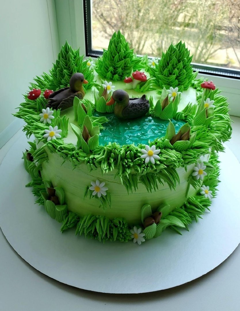 Торт с лесом и озером