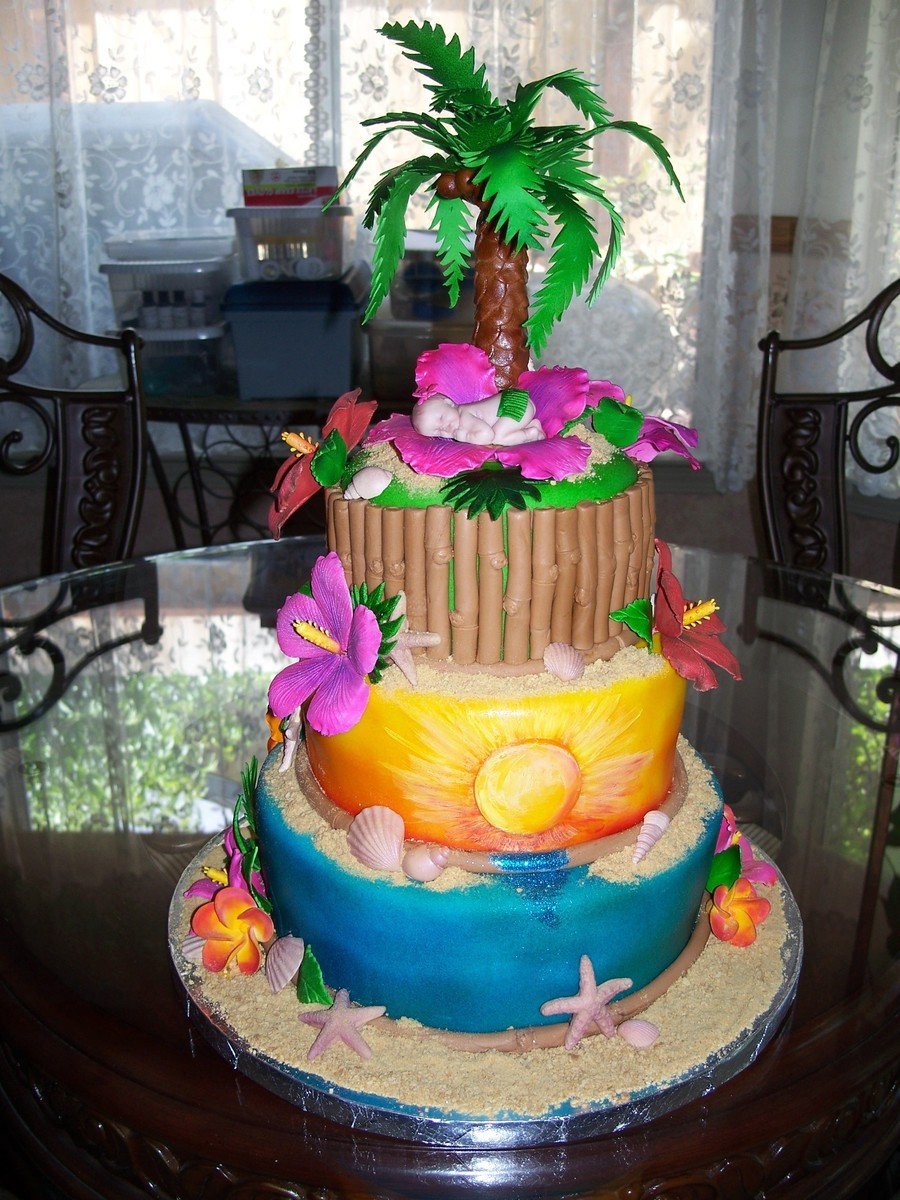 Торт в стиле гавайской вечеринки