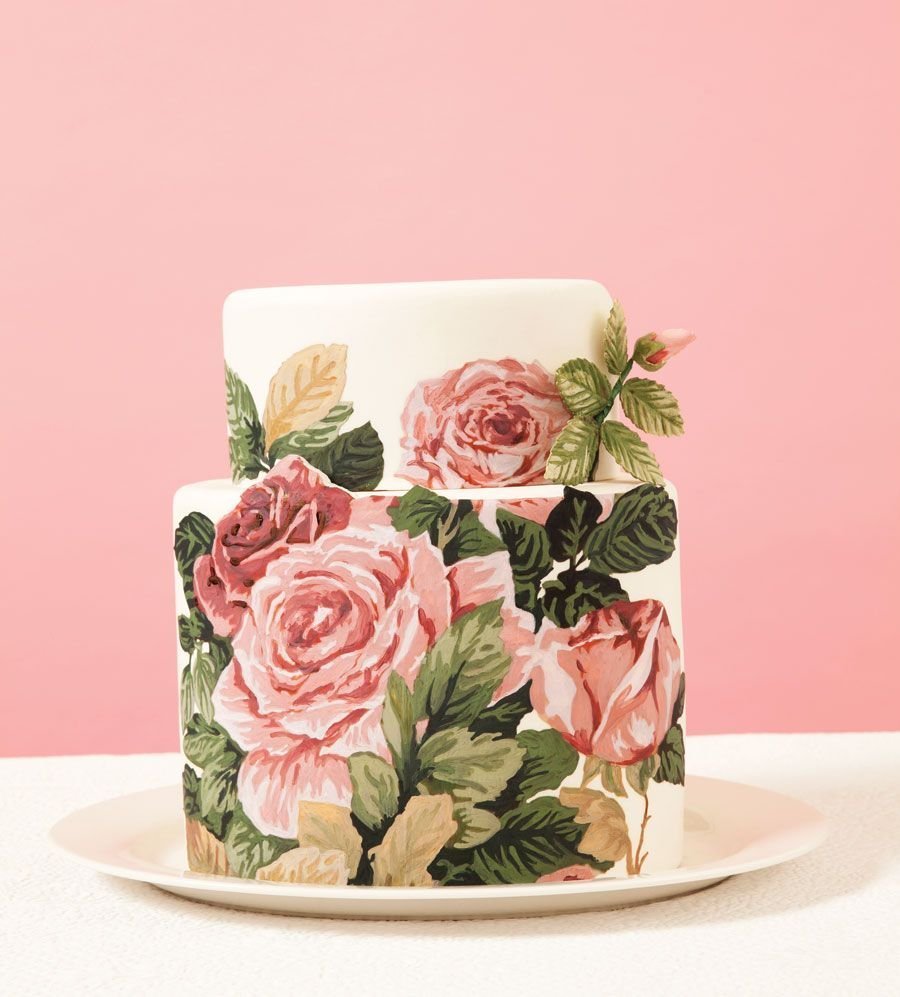 Роспись по торту цветы