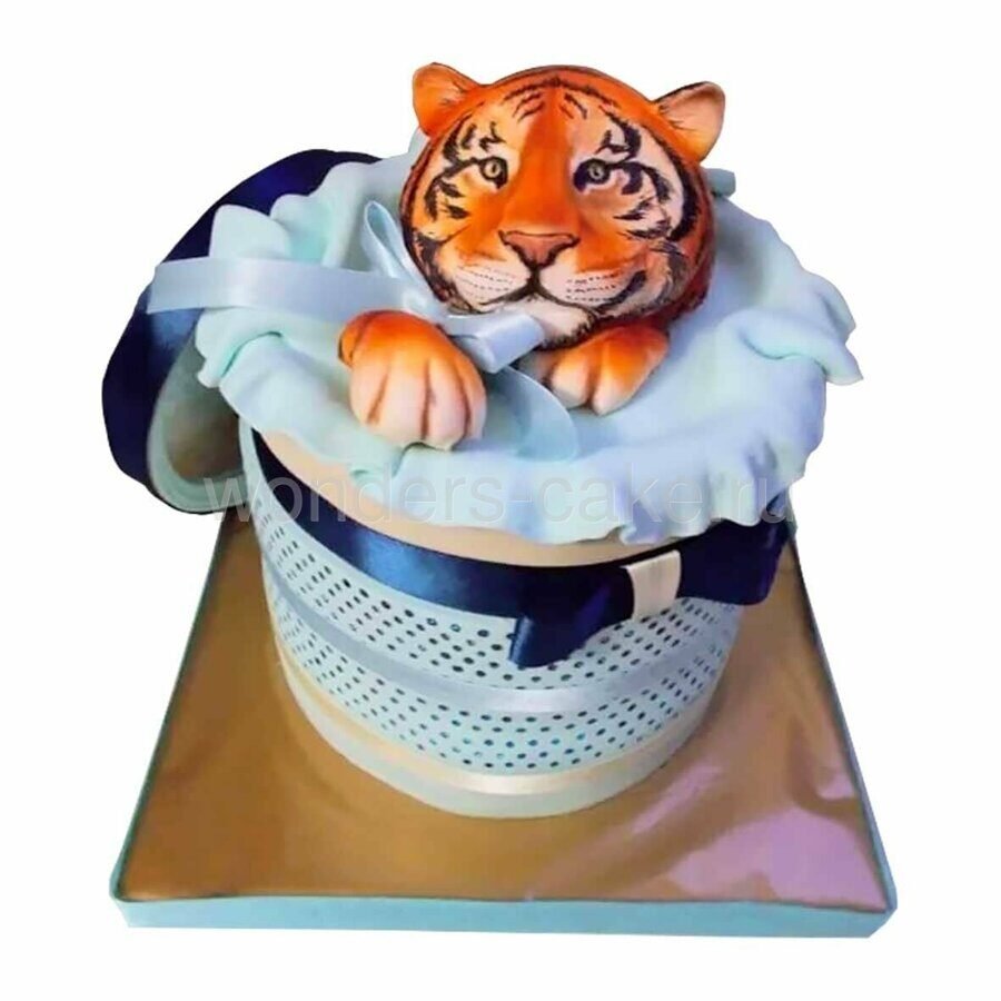 Торт с тигром детский двухэтажный