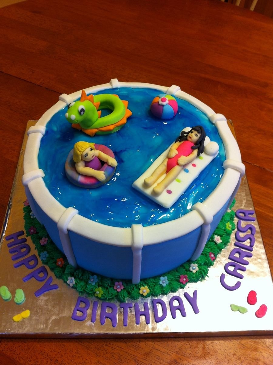 День рождения в бассейне торт