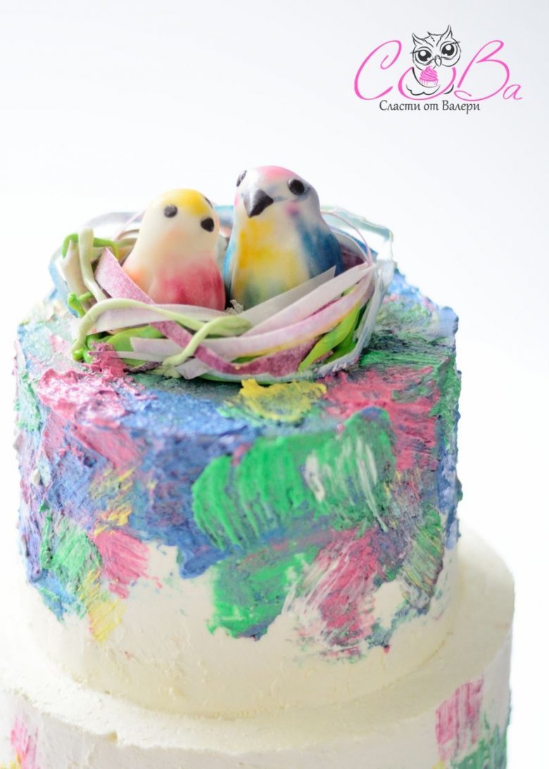 Торт с попугайчиками волнистыми