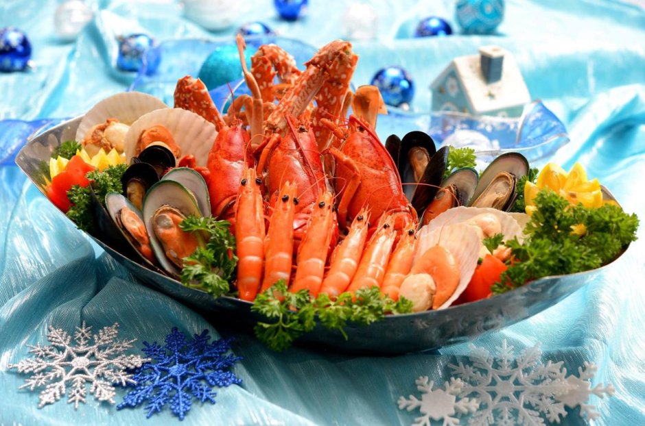 Открытка морепродукты