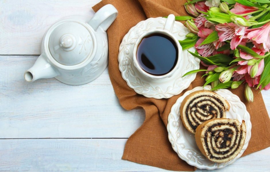 Чашка чая с добрым утром с пожеланиями