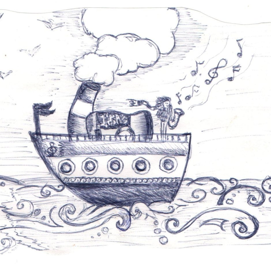 Современный пароход рисунок