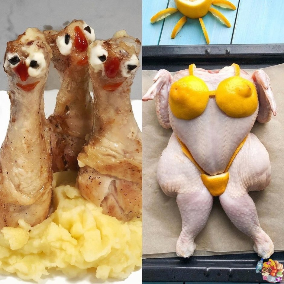 Смешная приготовленная курица