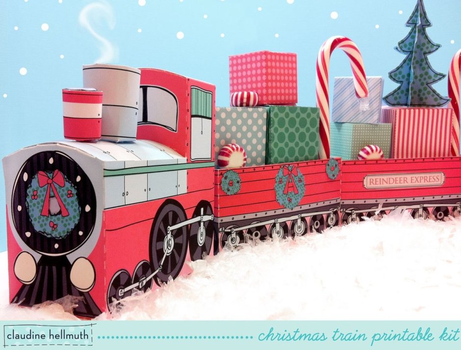 Рождественский поезд из бумаги
