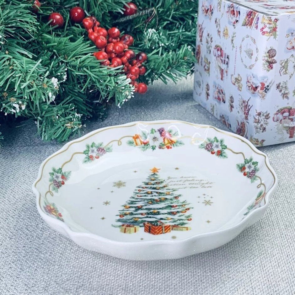 Блюдо Рождественский лес Новогодняя посуда 44 см