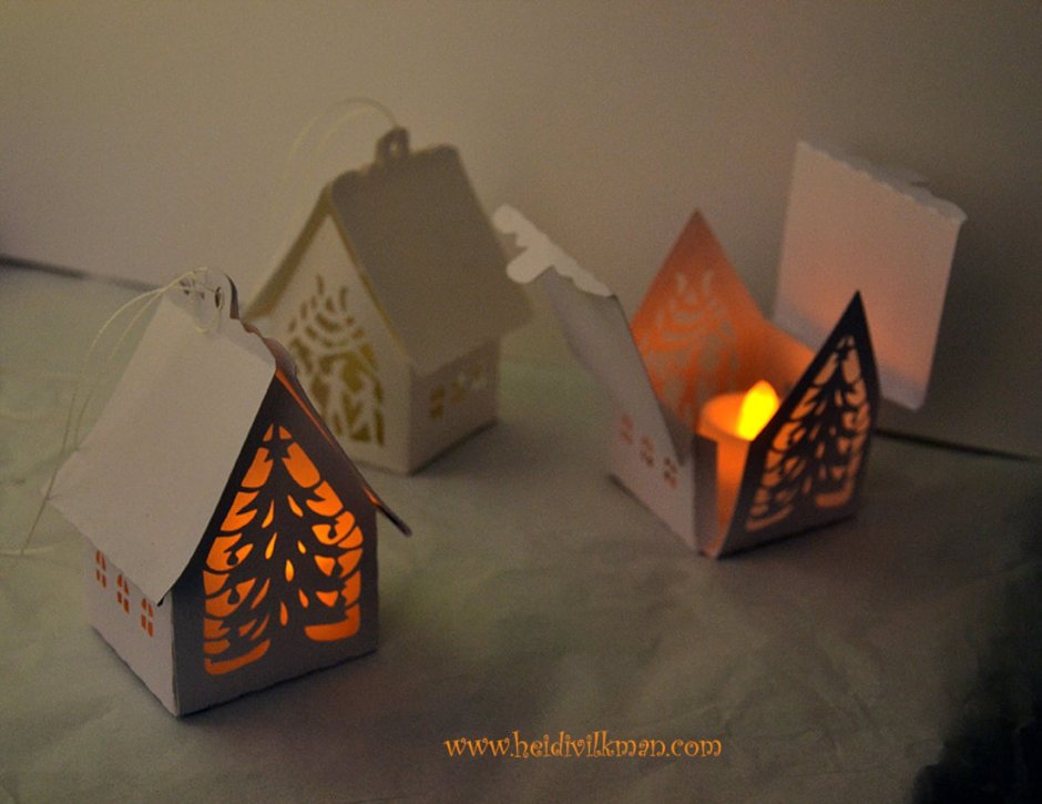 Новогодний фонарик-домик из картона