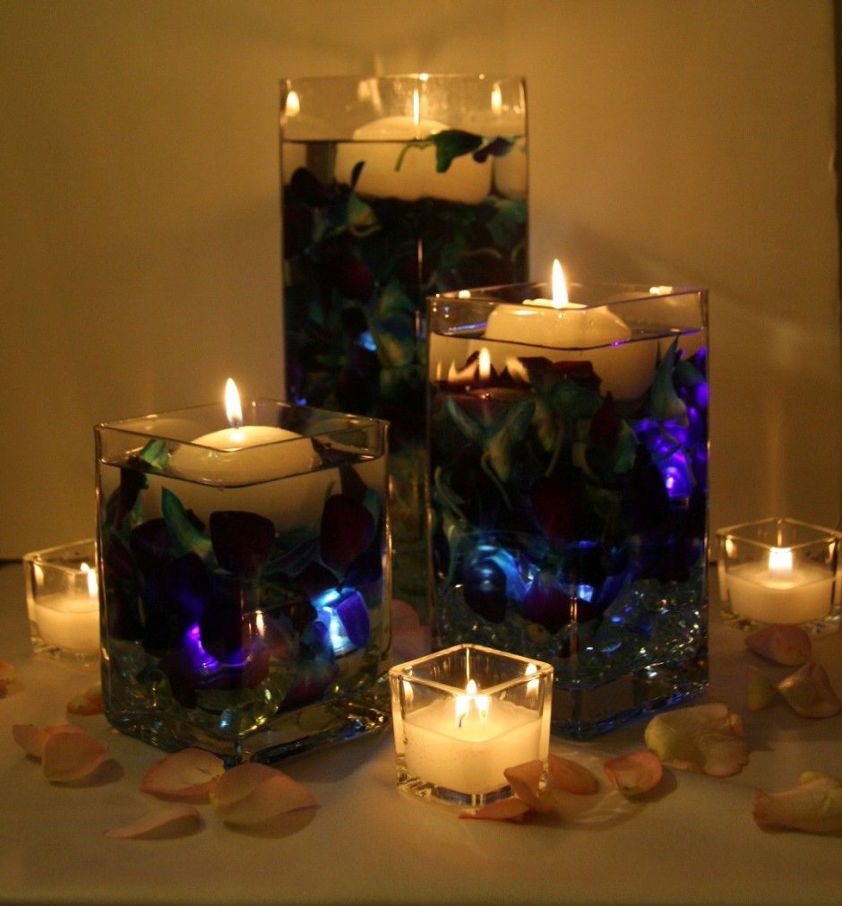 Новогодний декор с плавающими свечами