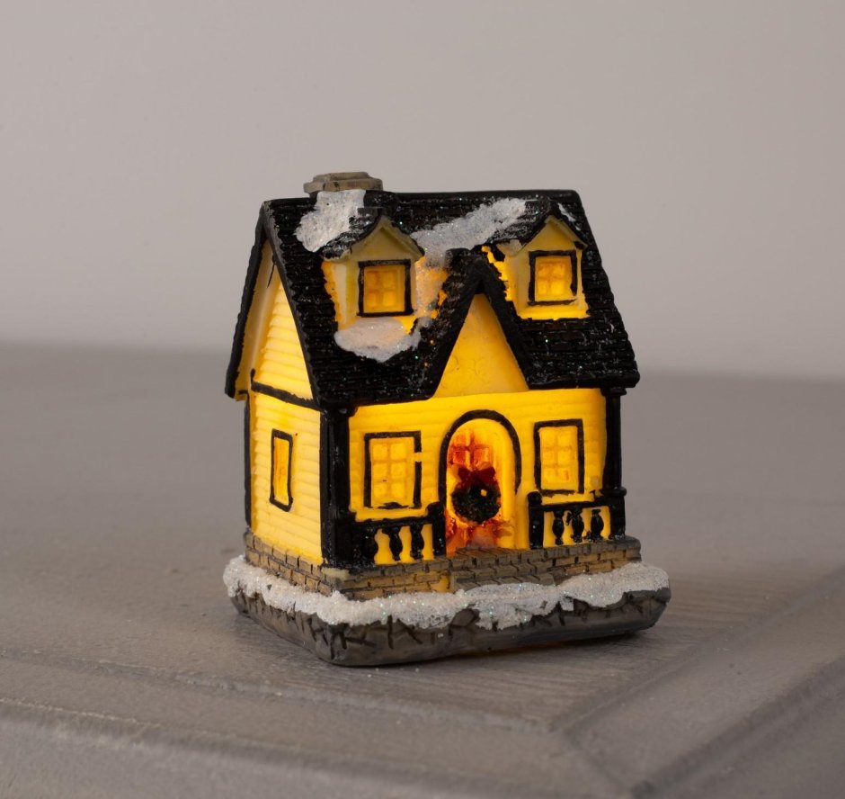 Фигура керамическая световая "домик бежевый" 6 см