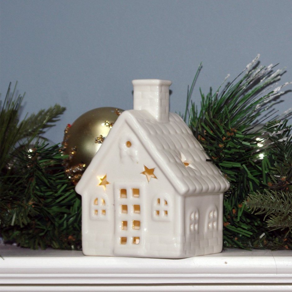 White Ceramic Houses Christmas