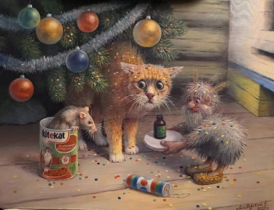 Картины кот и Домовой Алатырский Вячеслав
