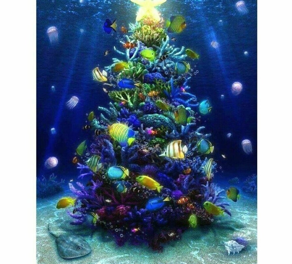 Новогодняя елка под водой