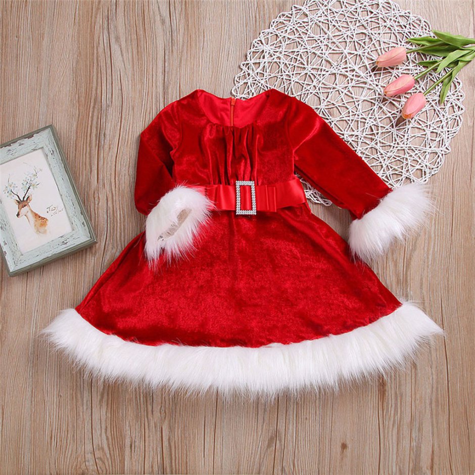 Красное новогоднее детское платье