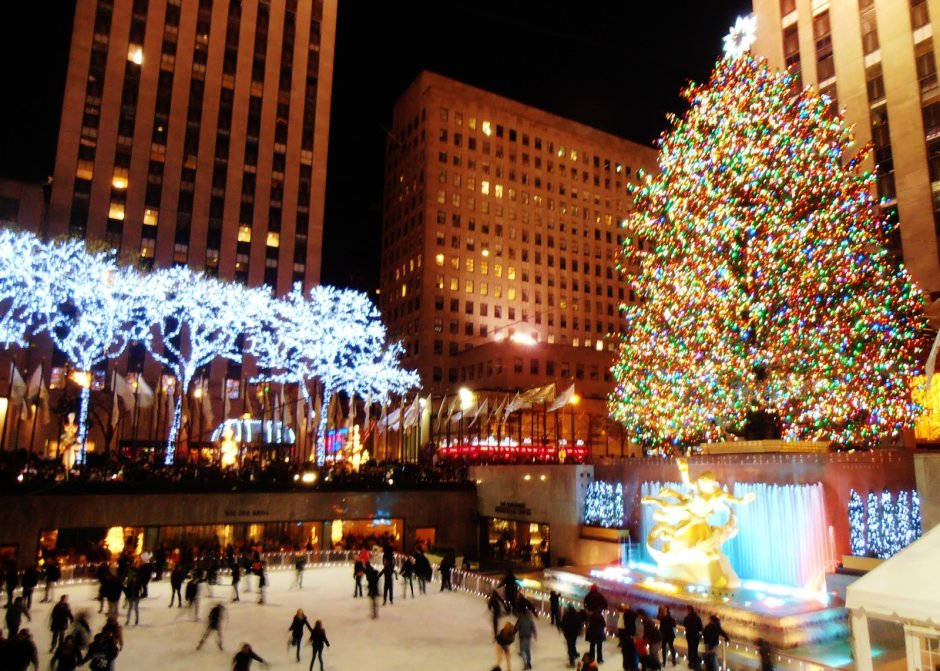 Christmas Day Главная площадь Нью Йорка