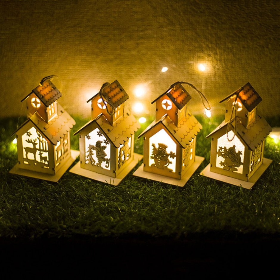 Новогодние светильники домики