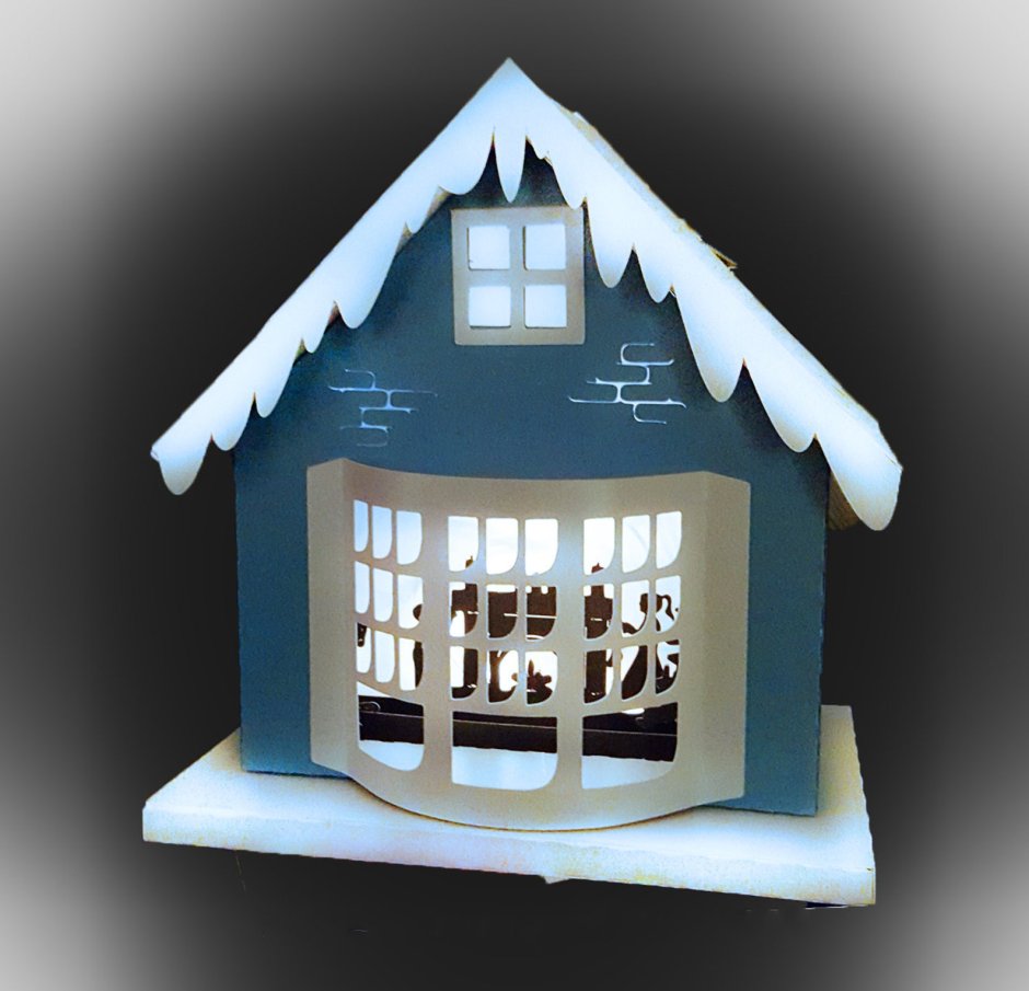 Картонный домик Рождественский с подсветкой
