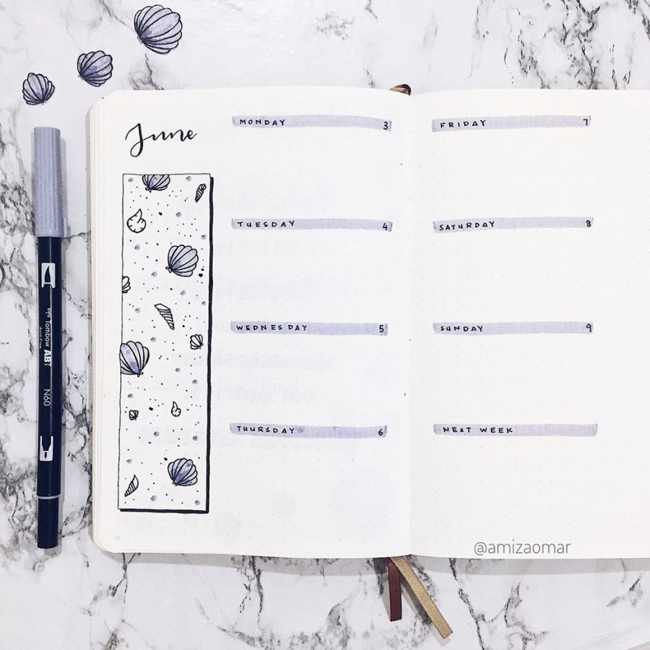 Зимний разворот Bullet Journal