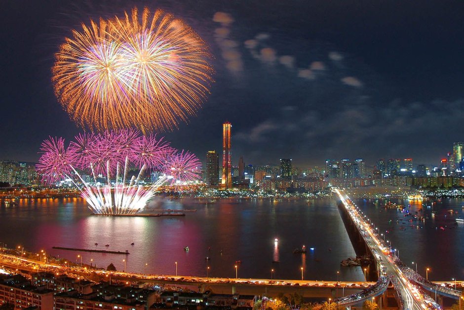 Фестиваль фейерверков в Южной Корее