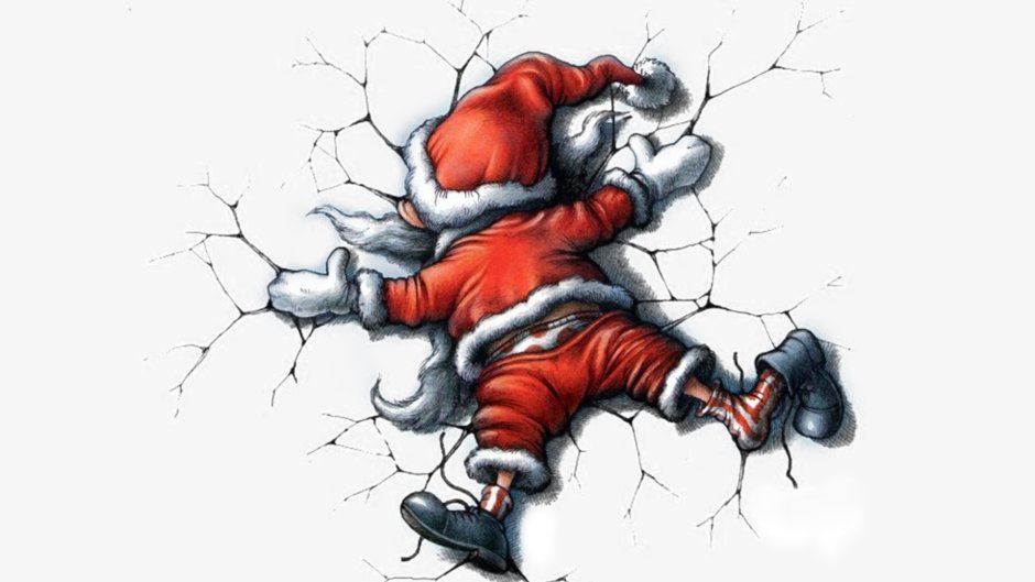 Дед Мороз рисунок смешной новогодний