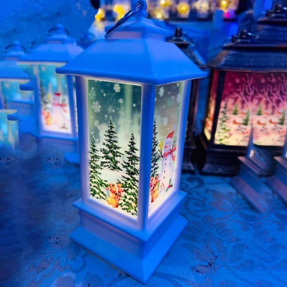 Декоративный новогодний фонарь с подсветкой