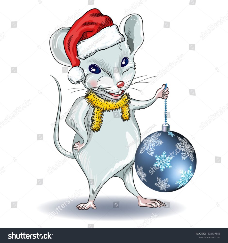 Рисунок мышонок на новый год